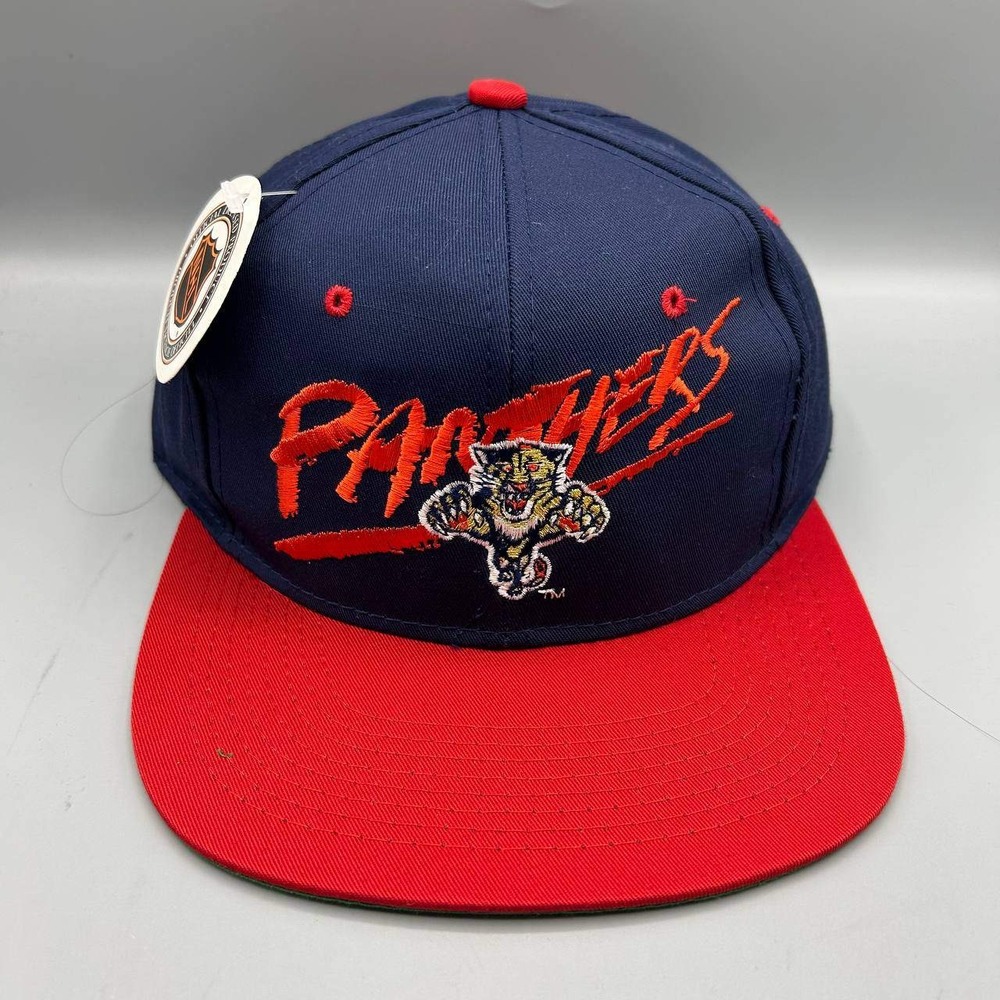Vintage Florida Panthers NHL Hat Men Blue Red AJD Snap Back Cap New